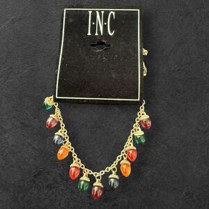 INC International Concepts Holiday Lights Tower Gold Tone Mixed Metal Bracelet
